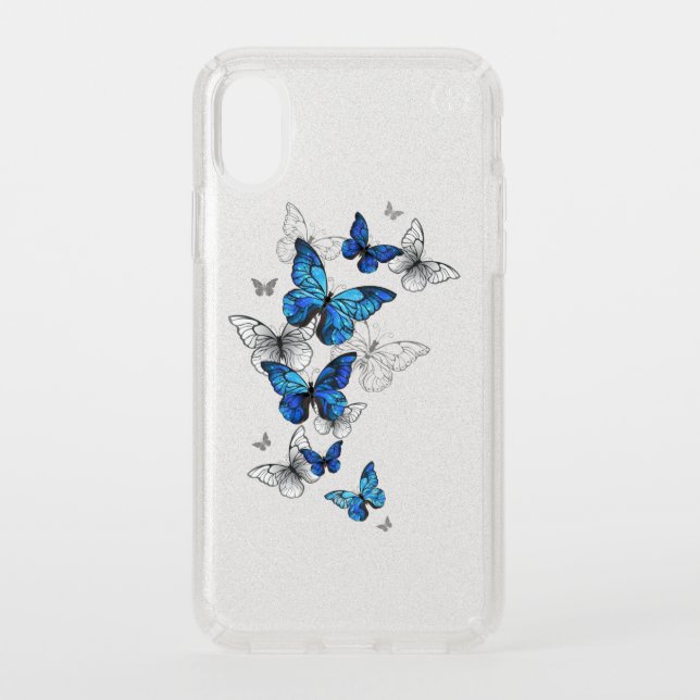 Blue Flying Butterflies Morpho Speck iPhone XS Case (Front)
