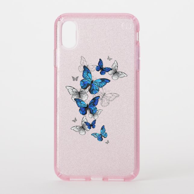 Blue Flying Butterflies Morpho Speck iPhone XS Max Case (Front)