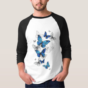 Blue Flying Butterflies Morpho T-Shirt