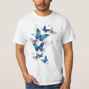 Blue Flying Butterflies Morpho T-Shirt