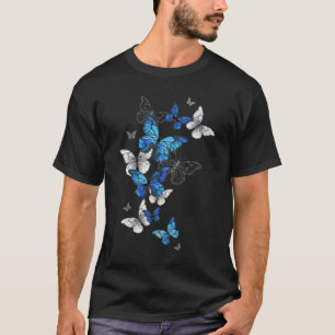 Blue Flying Butterflies Morpho T-Shirt