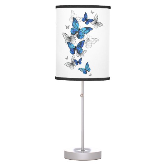 Blue Flying Butterflies Morpho Table Lamp (Front)