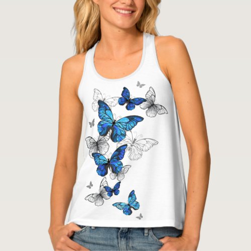 Blue Flying Butterflies Morpho Tank Top