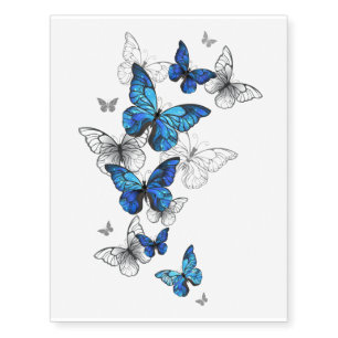 Blue Flying Butterflies Morpho Temporary Tattoos