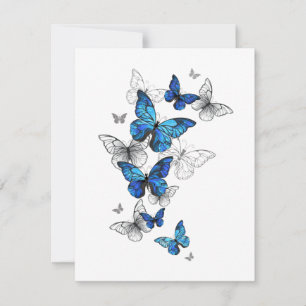 Blue Flying Butterflies Morpho Thank You Card