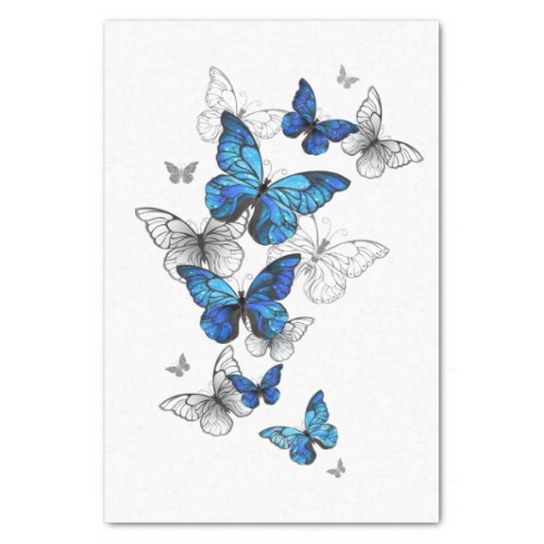 Blue Flying Butterflies Morpho Tissue Paper