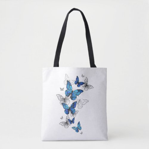 Blue Flying Butterflies Morpho Tote Bag