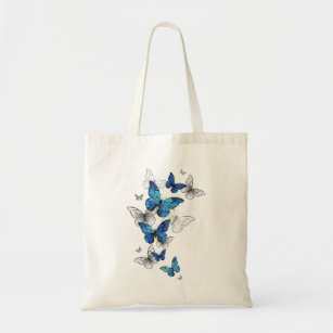 Blue Flying Butterflies Morpho Tote Bag