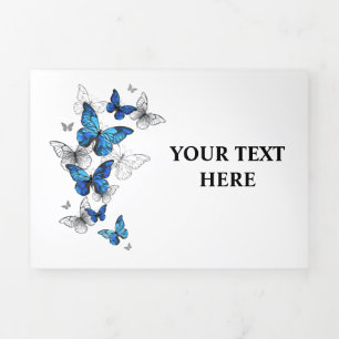 Blue Flying Butterflies Morpho Tri-Fold Program