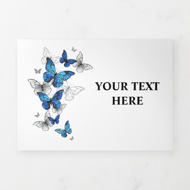 Blue Flying Butterflies Morpho Tri-Fold Program (Cover)