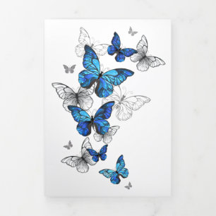 Blue Flying Butterflies Morpho Tri-Fold Program