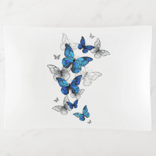 Blue Flying Butterflies Morpho Trinket Tray