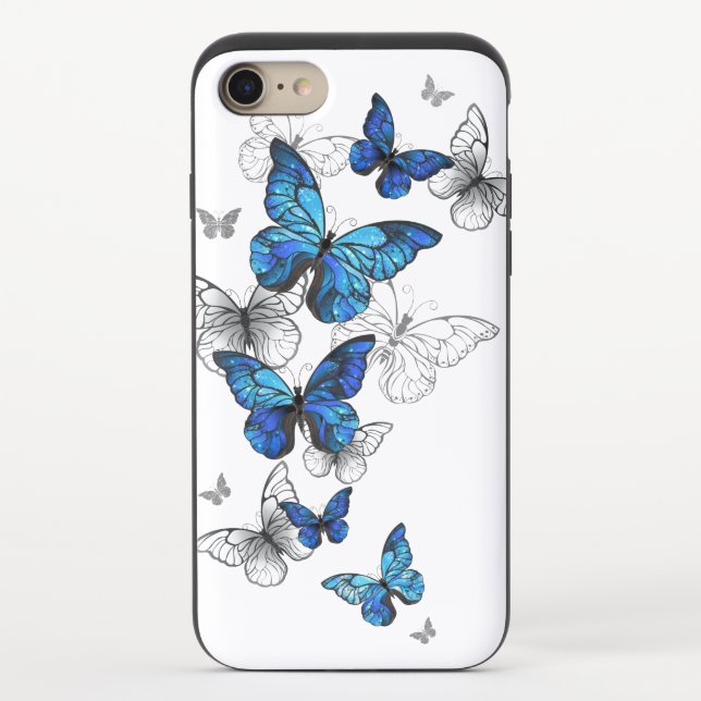 Blue Flying Butterflies Morpho Uncommon iPhone Case (Back)