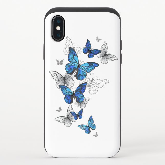 Blue Flying Butterflies Morpho Uncommon iPhone Case (Back)