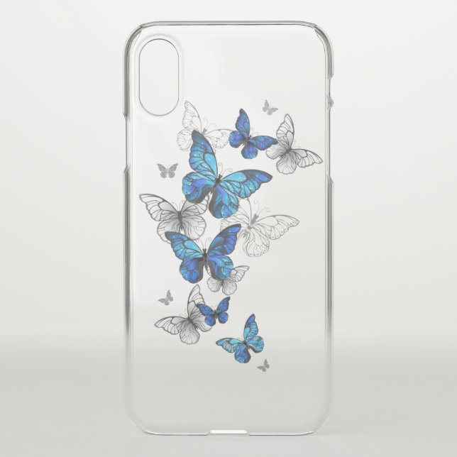 Blue Flying Butterflies Morpho Uncommon iPhone Case (Back)