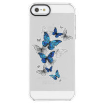 Blue Flying Butterflies Morpho Clear iPhone SE/5/5s Case