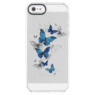 Blue Flying Butterflies Morpho Clear iPhone SE/5/5s Case