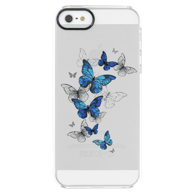 Blue Flying Butterflies Morpho Uncommon iPhone Case (Back)