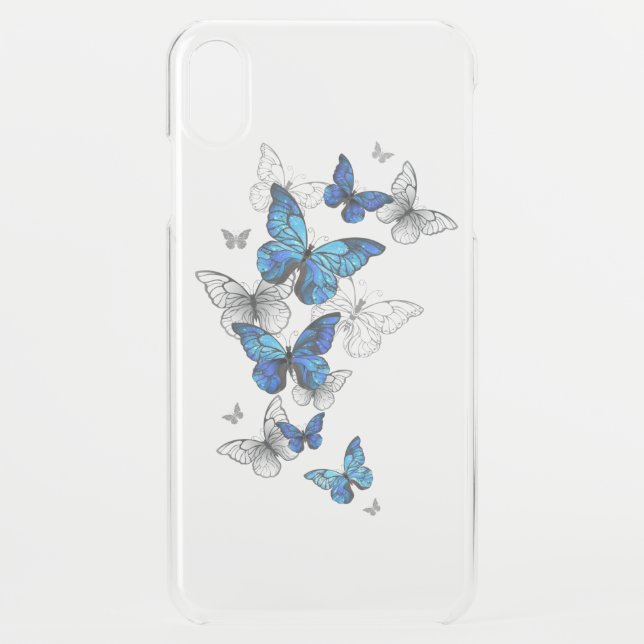 Blue Flying Butterflies Morpho Uncommon iPhone Case (Back)
