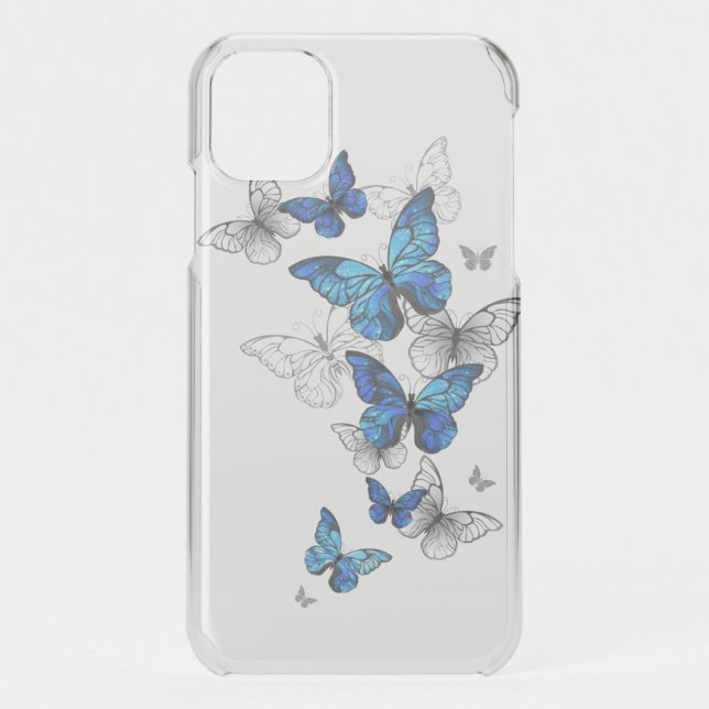 Blue Flying Butterflies Morpho Uncommon iPhone Case (Back)