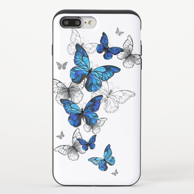 Blue Flying Butterflies Morpho Uncommon iPhone Case (Back)