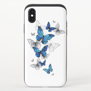 Blue Flying Butterflies Morpho iPhone XS Slider Case