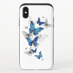 Blue Flying Butterflies Morpho iPhone XS Slider Case