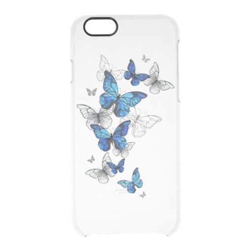 Blue Flying Butterflies Morpho Clear iPhone 66S Case