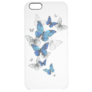 Blue Flying Butterflies Morpho Clear iPhone 6 Plus Case