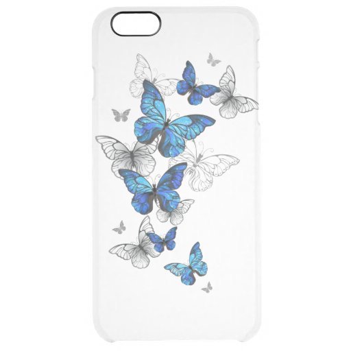 Blue Flying Butterflies Morpho Clear iPhone 6 Plus Case