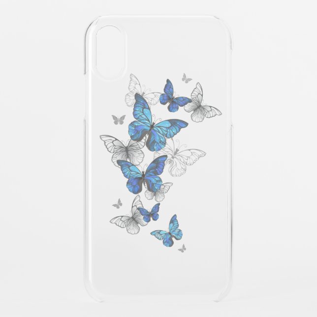Blue Flying Butterflies Morpho Uncommon iPhone Case (Back)