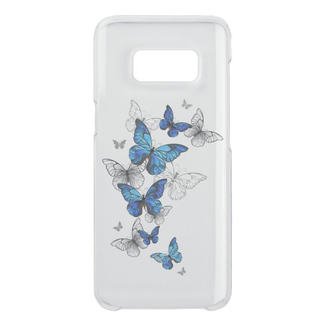 Blue Flying Butterflies Morpho Uncommon Samsung Galaxy Case (Back)