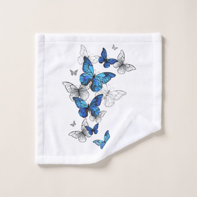 Blue Flying Butterflies Morpho Wash Cloth (Wash Cloth)