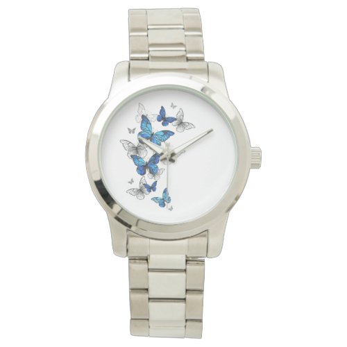 Blue Flying Butterflies Morpho Watch