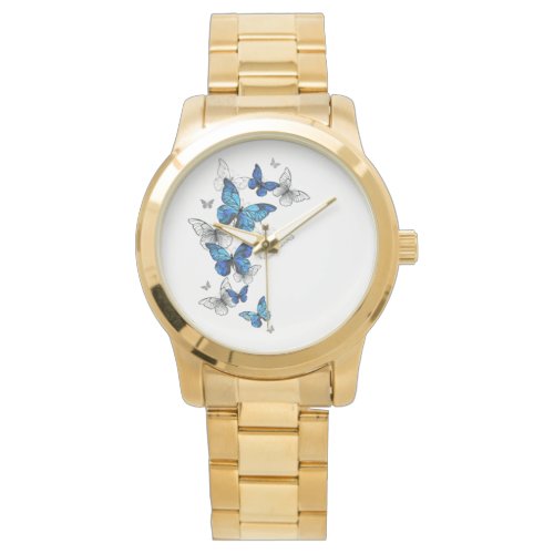 Blue Flying Butterflies Morpho Watch