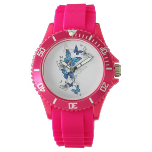 Blue Flying Butterflies Morpho Watch