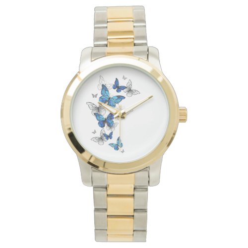 Blue Flying Butterflies Morpho Watch