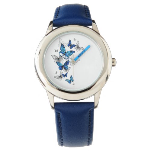 Blue Flying Butterflies Morpho Watch