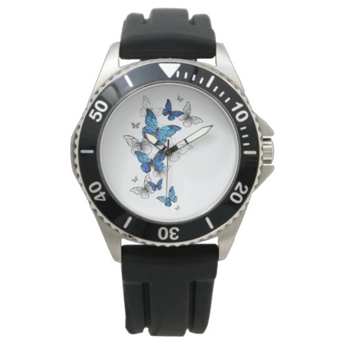 Blue Flying Butterflies Morpho Watch