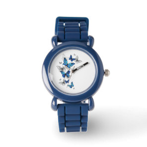 Blue Flying Butterflies Morpho Watch