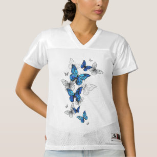 Blue Flying Butterflies Morpho Women's Football Jersey