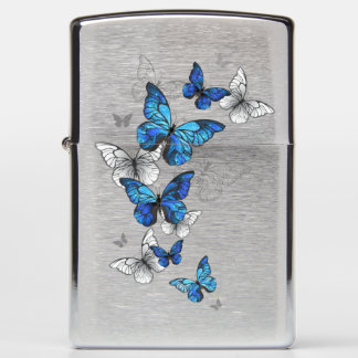 Blue Flying Butterflies Morpho Zippo Lighter