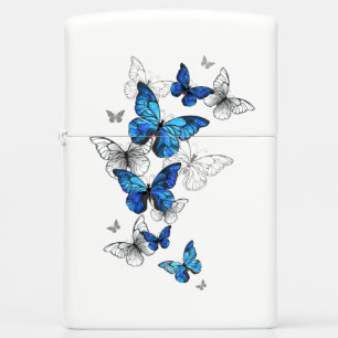 Blue Flying Butterflies Morpho Zippo Lighter