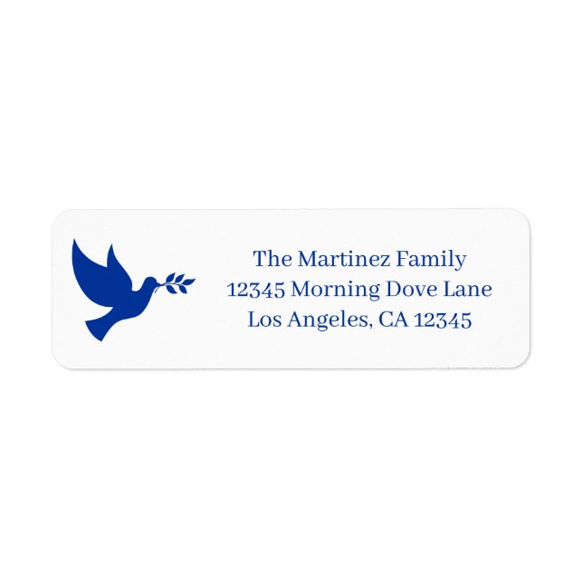 Blue Flying Peace Dove Label (Front)