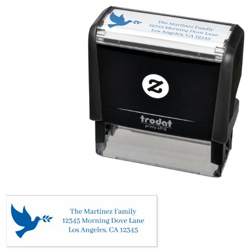 Blue Flying Peace Dove Self-inking Stamp