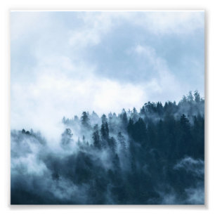 Blue Foggy Rocky Mountains Colorado USA Adventure Photo Print