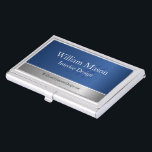 Blue Foil and Steel, Monogram Business Card Holder<br><div class="desc">Elegant Blue & Brushed Steel Effect Monogram Professional Business Card Case ideal for a Designer, Interior Decorator, Architect, Civil Engineer, Cost Estimator, Project Manager, Hairdresser, Barber, Public Relations Consultant, School Counselor Occupational Therapist, Dentist, Pharmacist, Psychologists, Psychiatrist, Accountant, Tax professional, Financial Adviser / Advisor, Realtor or Real Estate Agent, Attorney, Lawyer,...</div>