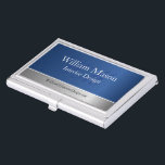Blue Foil and Steel, Monogram Business Card Holder<br><div class="desc">Elegant Blue & Brushed Steel Effect Monogram Professional Business Card Case ideal for a Designer, Interior Decorator, Architect, Civil Engineer, Cost Estimator, Project Manager, Hairdresser, Barber, Public Relations Consultant, School Counselor Occupational Therapist, Dentist, Pharmacist, Psychologists, Psychiatrist, Accountant, Tax professional, Financial Adviser / Advisor, Realtor or Real Estate Agent, Attorney, Lawyer,...</div>