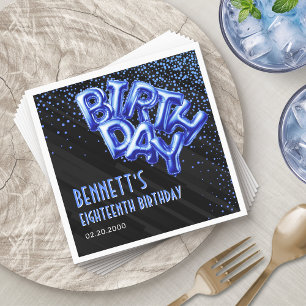 Blue Foil Balloons Birthday Napkins