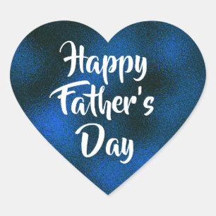 Blue Foil Happy Father's Day Heart Sticker